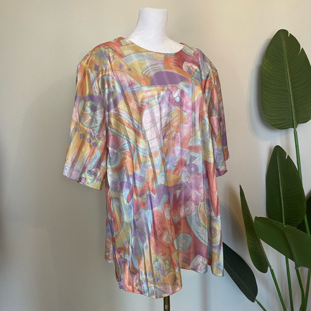 Vintage top notch colorful top with shoulder pads